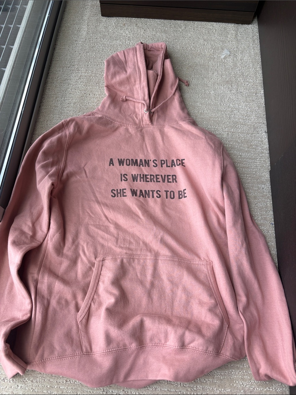 Women's Pink Graphic Hoodie - 'A Woman's Place'